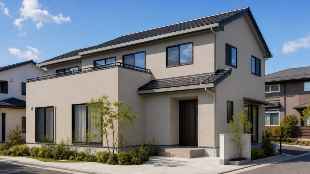 艶なし塗料で落ち着いたマットな仕上がりになった戸建て住宅